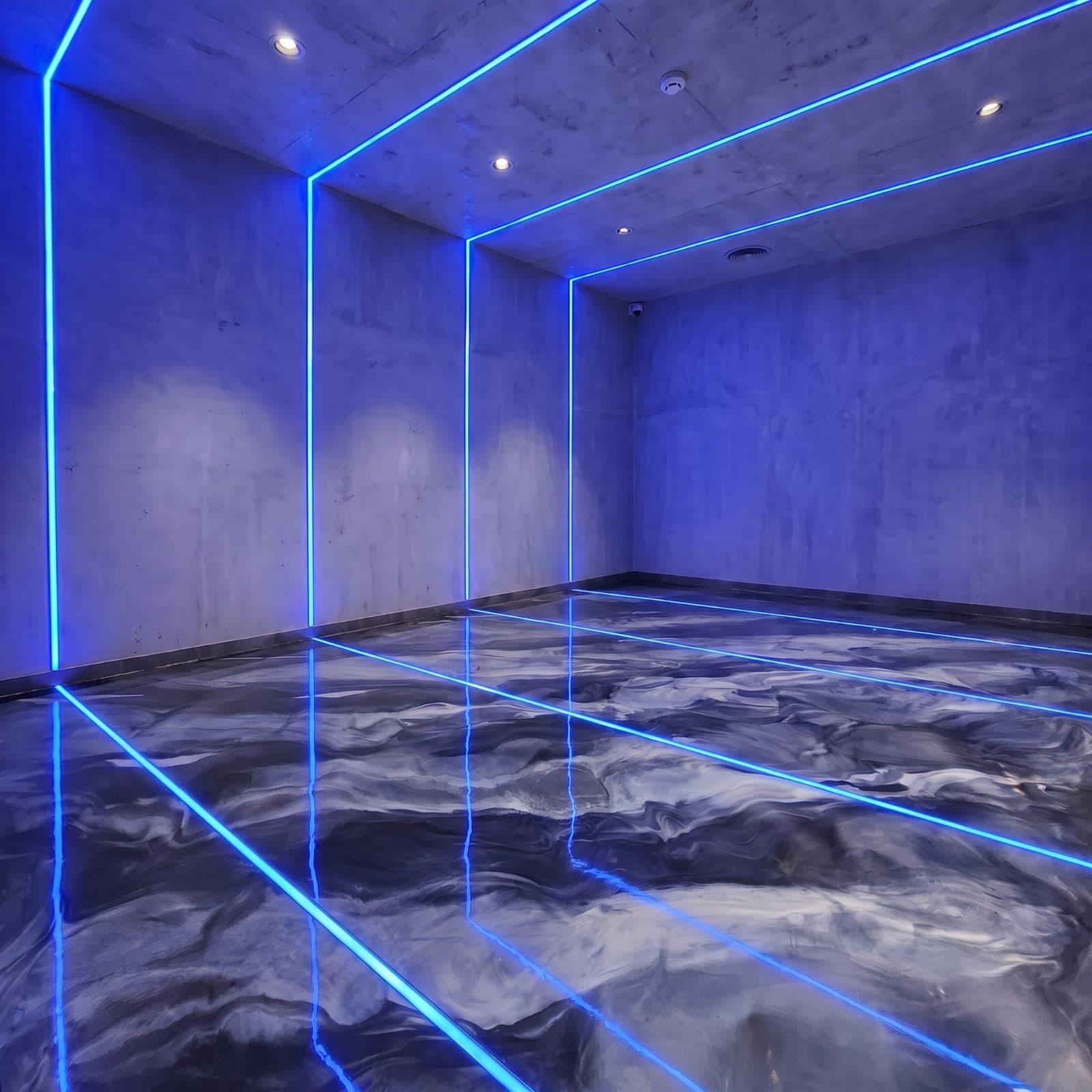 Two-car garage, 52 m² — 3D metallic · with LED lighting